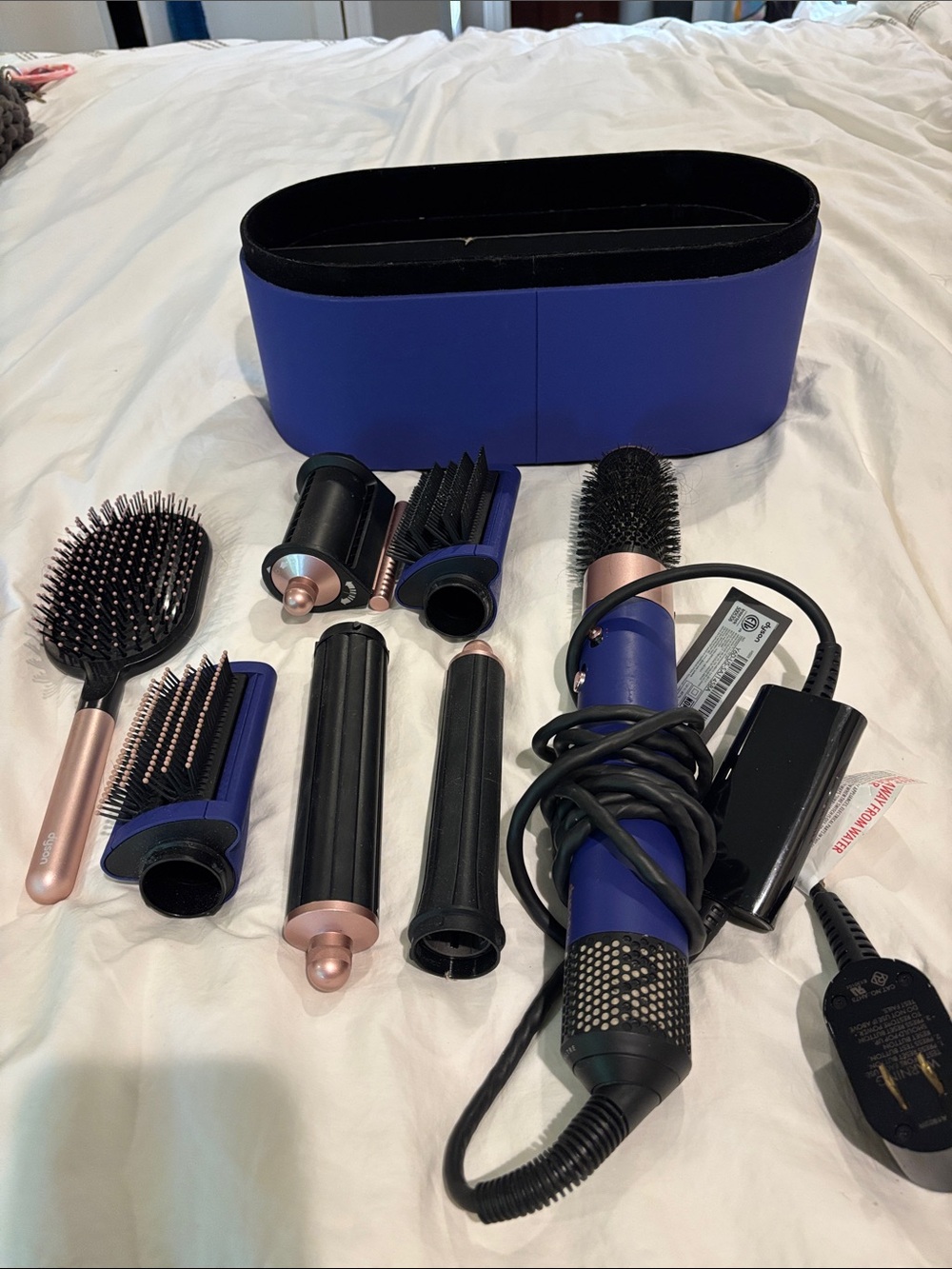 Dyson purple and rose gold Airwrap multi-styler with brush and attachments